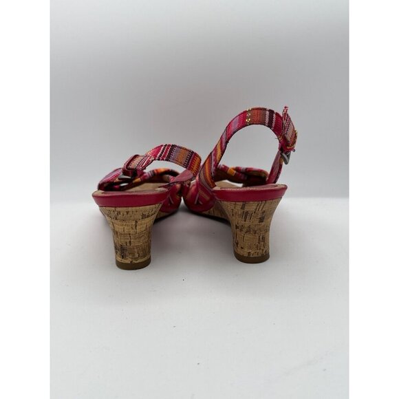 Aerosoles Womens Multicolor Striped Open-Toe Wedge Sandals Size 7W - Picture 3 of 8
